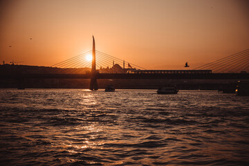 Obraz premium Sunset Istanbul panorama.Sunset over the sea.