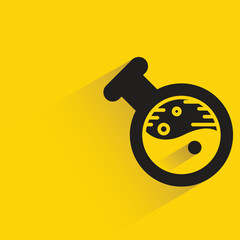 lab flask with shadow on yellow background