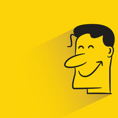 funny face with shadow on yellow background