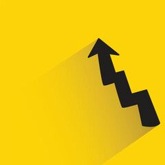 arrow chart with shadow on yellow background