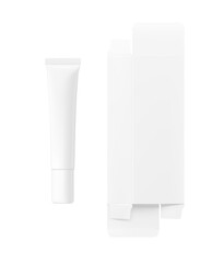 Blank plastic tube with box mockup. Front view. Vector illustration isolated on white background. Can be use for your design, advertising, promo and etc. EPS10. 