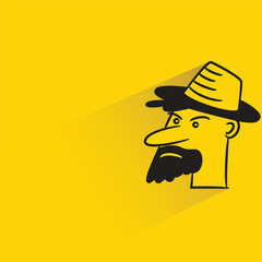 funny face with shadow on yellow background