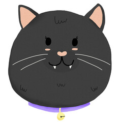 black cat  head cartoon character