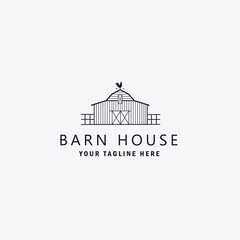 logo barn house line art logo vector concept with emblem illustration template design. icon home design © hade