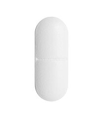 One pill isolated on white. Drug therapy
