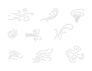 wind flow doodle set of elements for design