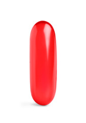 One red pill isolated on white. Medicinal treatment