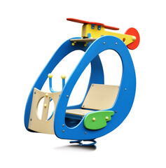 Helicopter spring rider isolated on white. Modern playground equipment