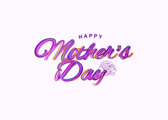 Happy Mother's Day typography, Calligraphy text vector design, with flower, love, greeting card, for mommy celebration card. Vector Illustration. 