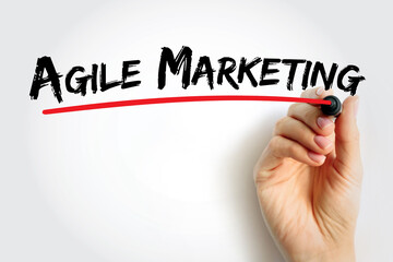 Agile Marketing - approach to marketing that utilizes the principles and practices of agile methodologies, text concept background