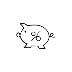 Loan Piggybank Line Style Icon Design