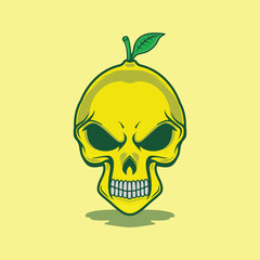 Vector lemon fruits with skull face illustration