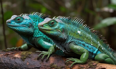 Obraz premium Vibrant World: A Kaleidoscope of Colorful Chameleons in their Natural Habitat GENERATIVE AI, AI GENERATIVA