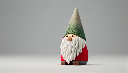 Christmas celebration concept. Isolated Christmas gnome on a copy space background Ai generated image 