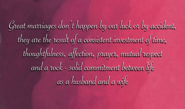 A quote about marriage and love isolated on red colors background with box textured. Perfectly for wall art and home decoration.