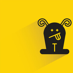 Obraz premium cute and funny monster with shadow on yellow background