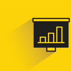 bar chart in slide with shadow on yellow background