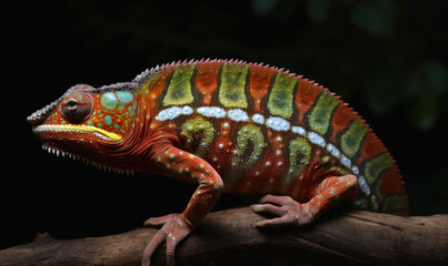 Obraz premium Vibrant World: A Kaleidoscope of Colorful Chameleons in their Natural Habitat GENERATIVE AI, AI GENERATIVA