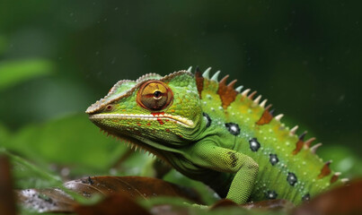 Fototapeta premium Vibrant World: A Kaleidoscope of Colorful Chameleons in their Natural Habitat GENERATIVE AI, AI GENERATIVA