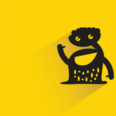 alien monster character on yellow background
