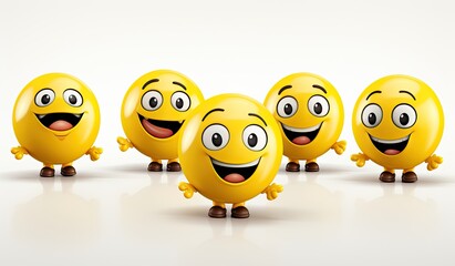 Set of smiling emoticon vector on white background