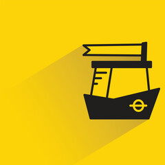 fishing boat with shadow on yellow background