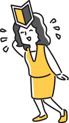 初心者マークを頭につけた新人女子社員