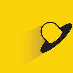 fashion hat with shadow on yellow background