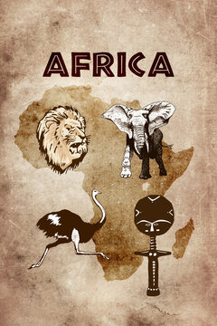 Afric illustrated vinatage map