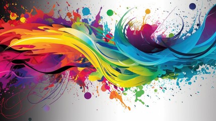 Fototapeta premium Vibrant Festivity Rainbow Splash Color Abstract Background Celebration