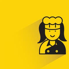 woman chef with shadow on yellow background