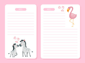 Cute Zebra Mother and Baby Animal Together on Empty Card Design Vector Template