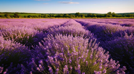 Fototapeta na wymiar Purple lavender field in bloom in summer