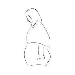 Illustration and line art of pregnant women