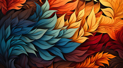 autumn background pattern vectors, showcasing an array of intricately designed leaves in various shapes and sizes, ai generative