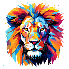 Abstract lion portrait in pop art vector style . AI generated