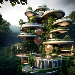 Harmony Between Architecture And Nature - AI Generated