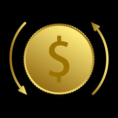 Dollar with arrow down and up. Icon of exchange of currency. vector design.