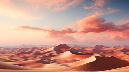 Sunset landscape of sand dunes.generative AI image.
