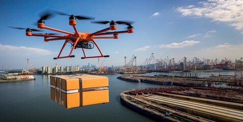 visual image for The Smart Logistics Ecosystem by drone, A.I generated - 622990573