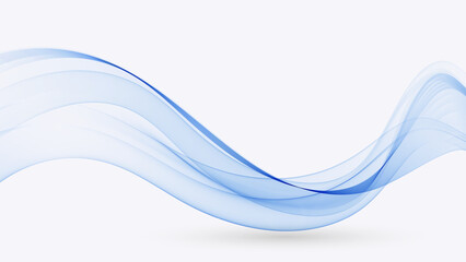 Blue transparent flow of wavy lines.Vector wave background