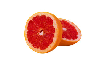 Fototapeta na wymiar Whole and sliced grapefruit isolated on transparent background