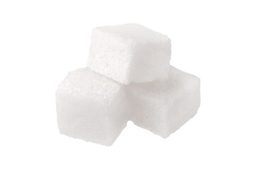 Close-up of three white sugar cubes, isolated on transparent background - 622992354