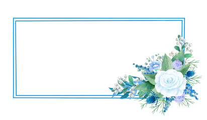 Light blue frame with white and blue flowers