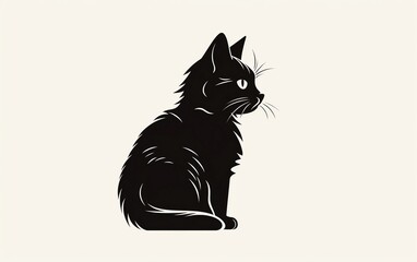 Silhouette of a Cat Mascot Pet. Generative AI