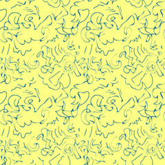 Seamless pattern with surreal curled lines