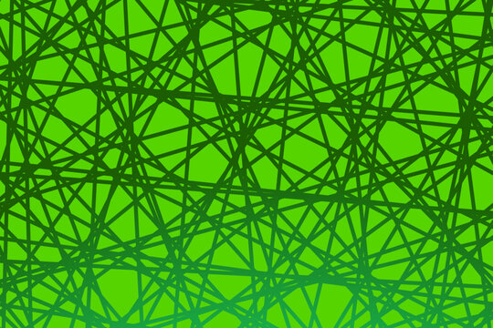 Abstract green vector geometric background with randomly scattered intertwined green lines	