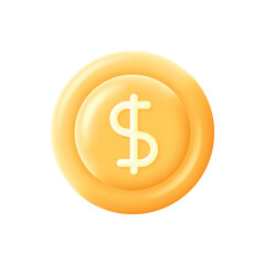 Vector 3d concept dollar icon money finance investment dollar coin full editable cartoon minimal style on white background