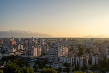 Fototapeta na wymiar Albania- Vlora- cityscape as seen from hill Kuzum Baba