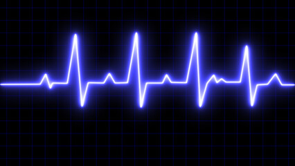 Emergency ekg monitoring. One pulse line. ECG heartbeat monitor, cardiogram heart pulse line wave. Electrocardiogram medical background.
